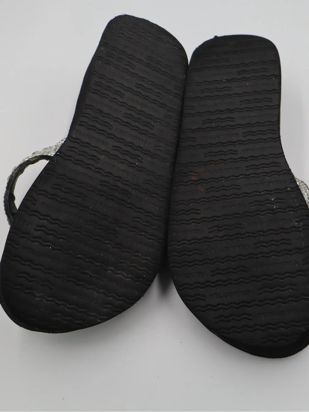 Yellow Box Black Jeweled Thong Sandals - Picture 7 of 7